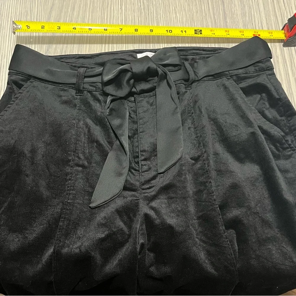 Lauren Conrad Black Velvet Holiday Pintuck Straight-leg Slacks EUC, Size 14 - Picture 5 of 8